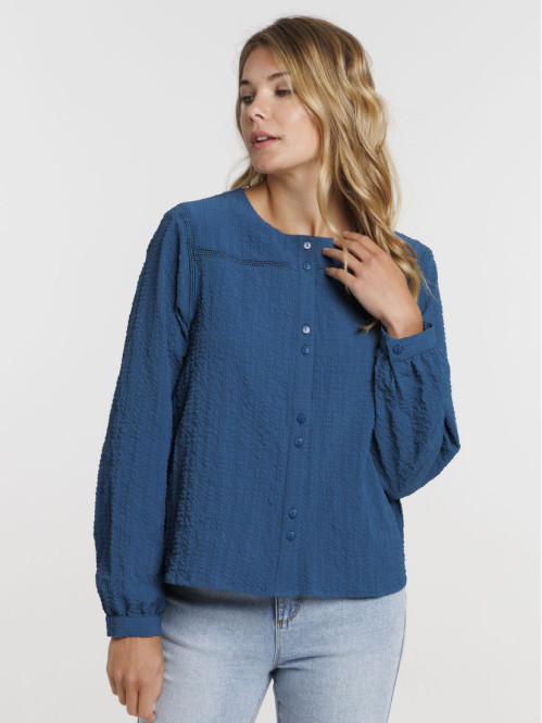 Chemise unie bleu gipsy femme
