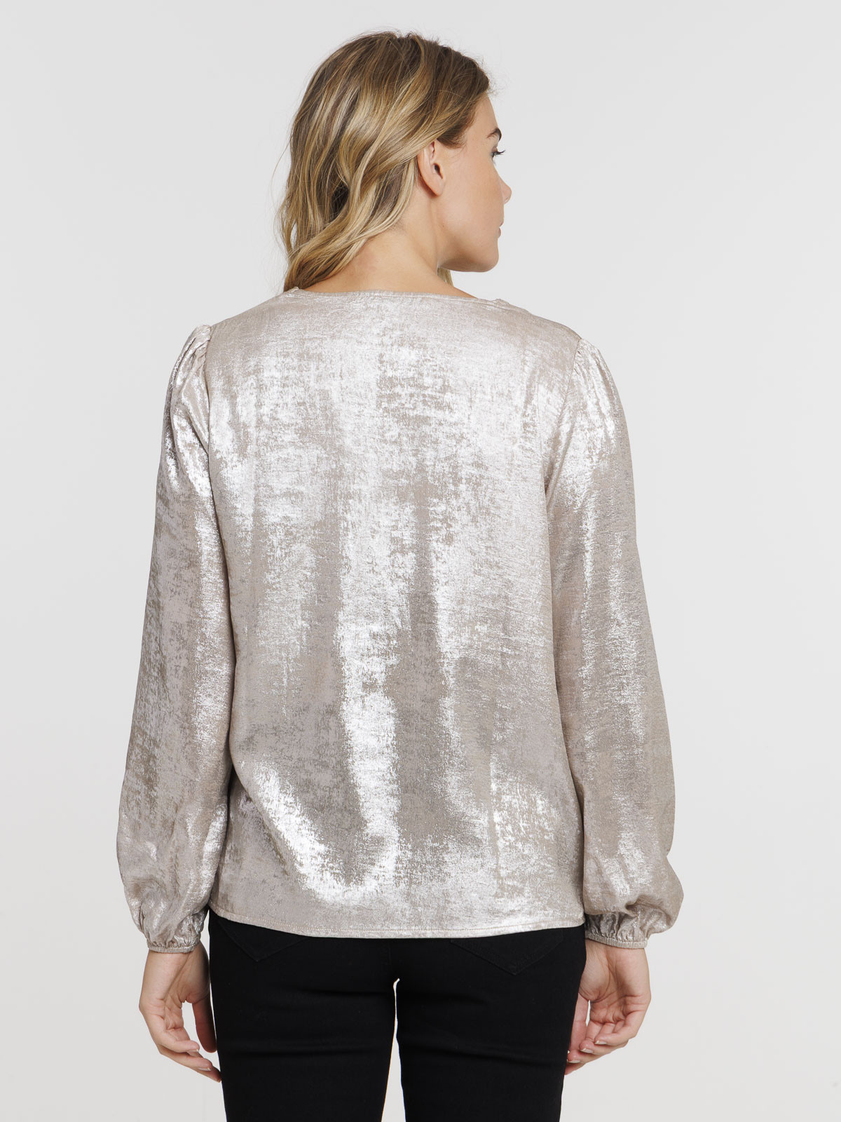 Blouse col V coloris gold femme
