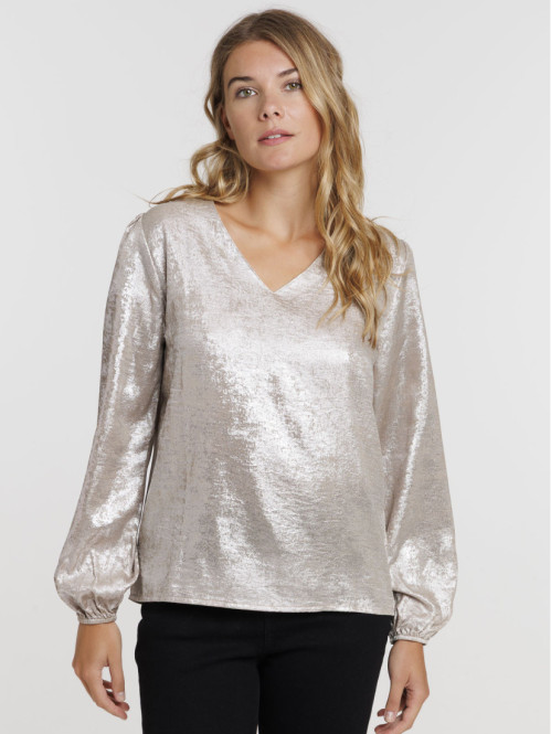 Blouse col V coloris gold...
