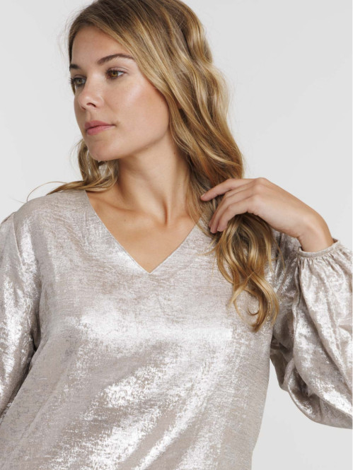 Blouse col V coloris gold...