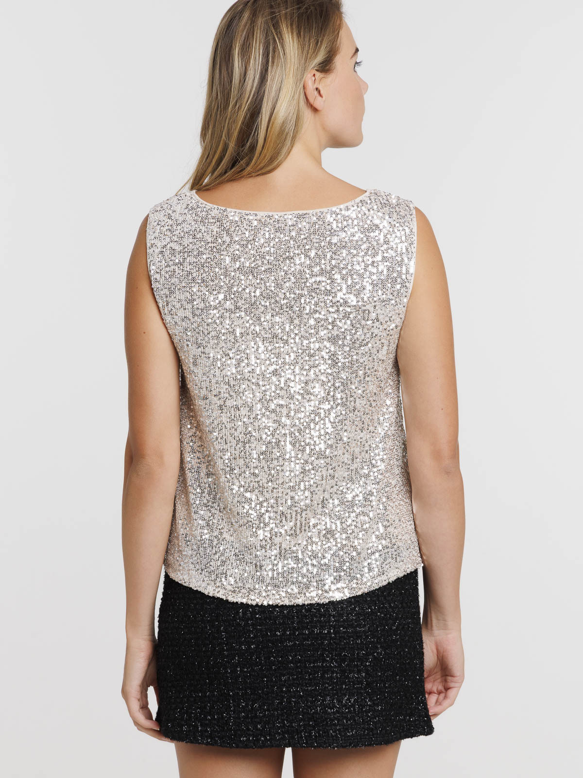 Top sequins coloris silver femme