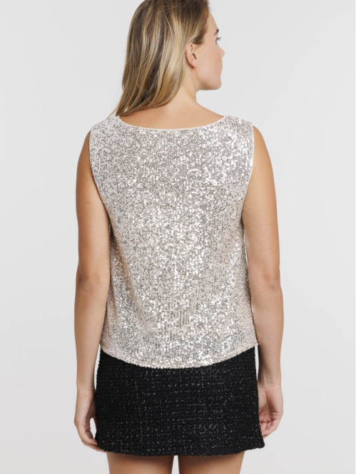 Top sequins coloris silver...