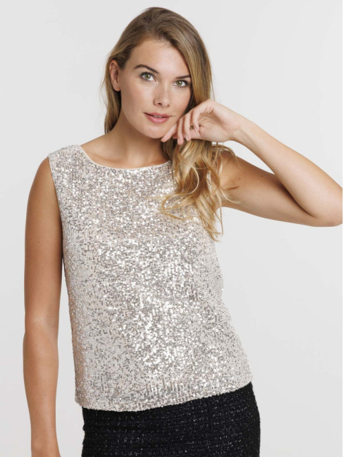 Top sequins coloris silver...