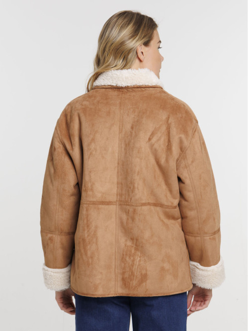 Manteau camel suédine col...