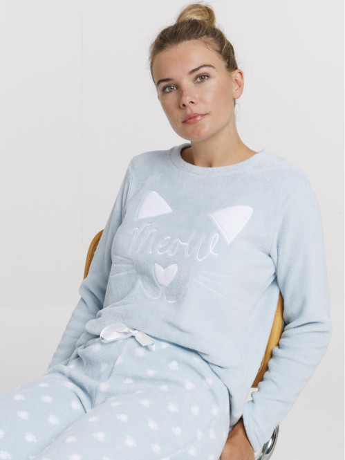 Pyjama polaire chat femme
