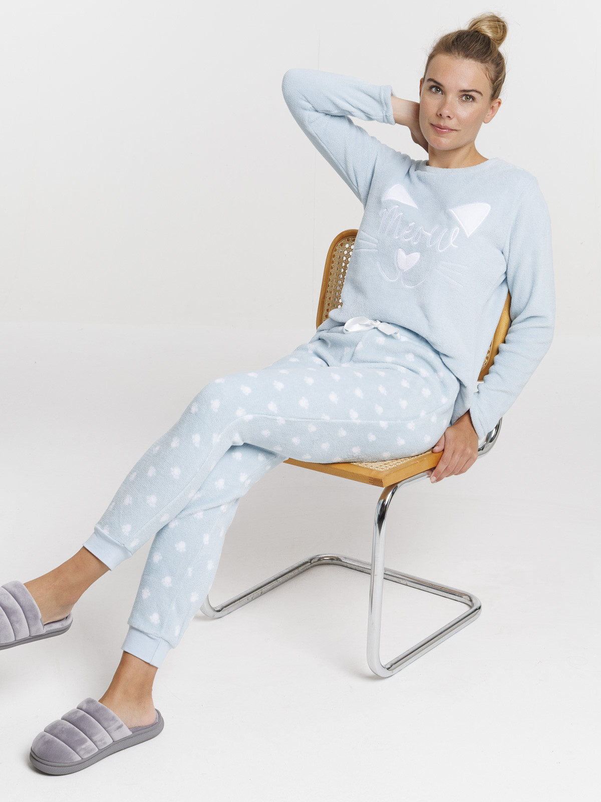 Pyjama polaire chat femme