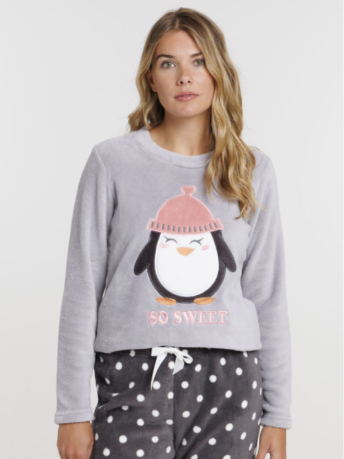 Pyjama polaire pingouin femme