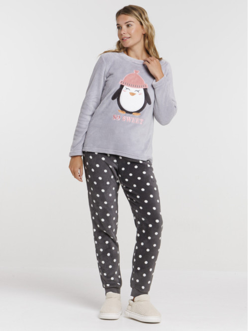 Pyjama polaire pingouin femme