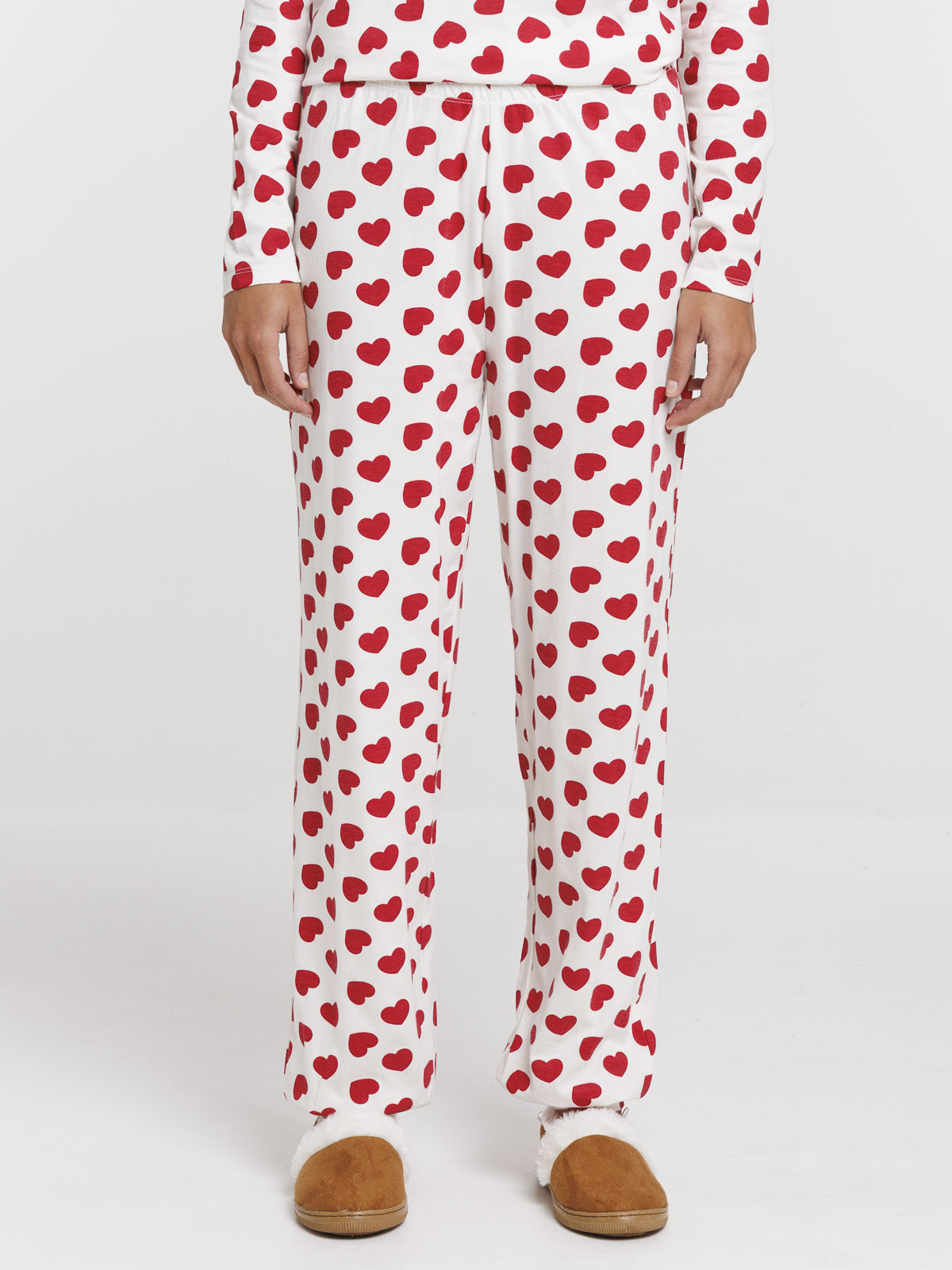 Pyjama écru motif coeur femme