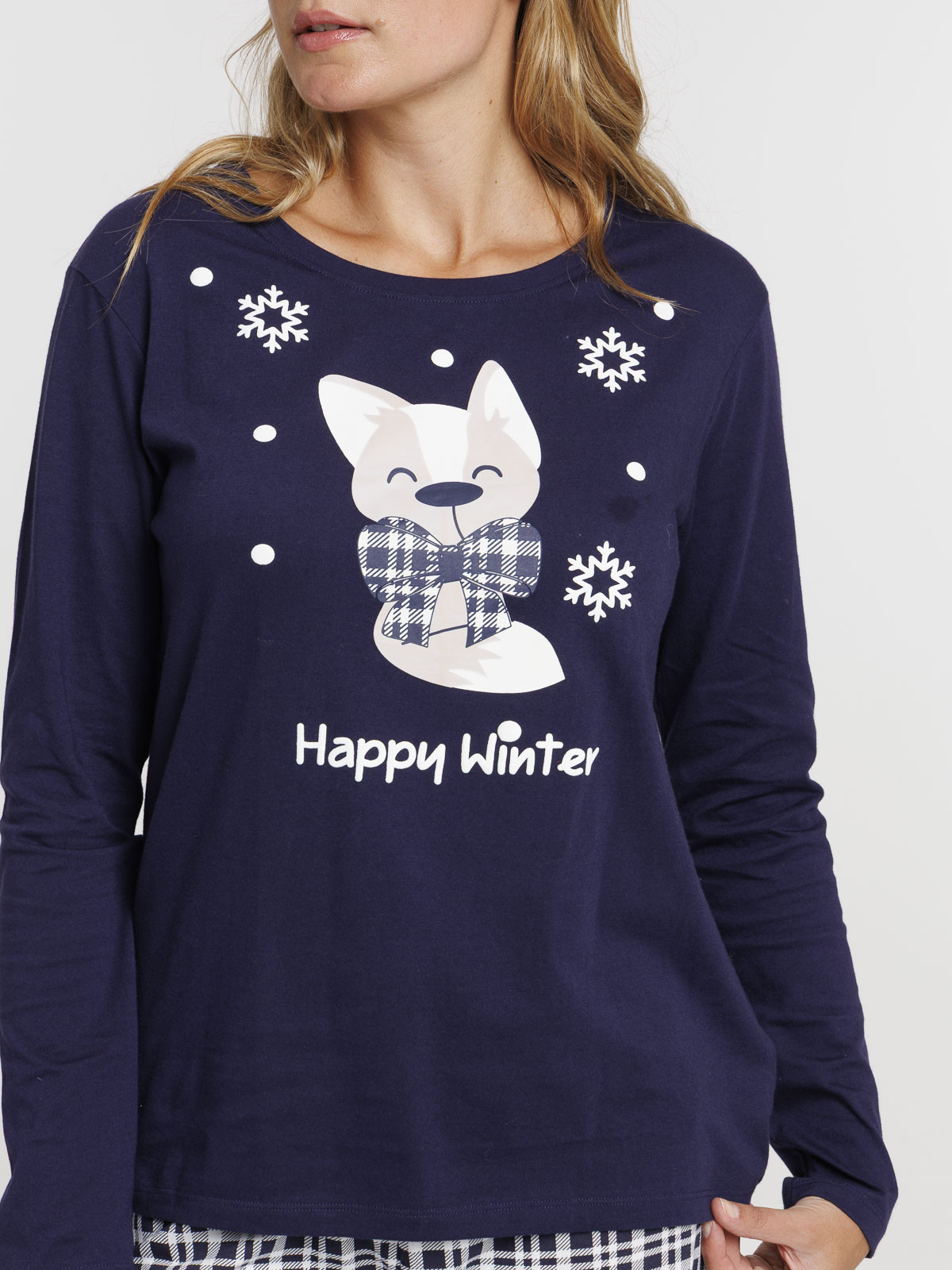 Pyjama marine happy winter femme