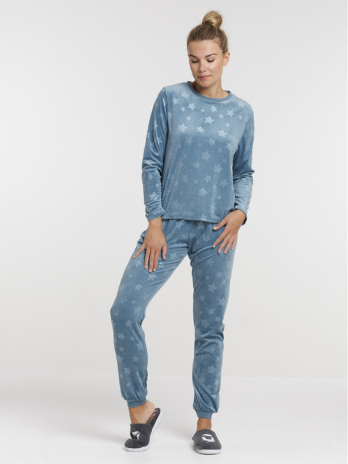 Pyjama vert motif étoile femme