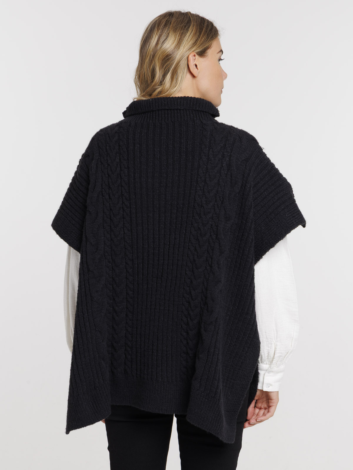 Poncho noir femme