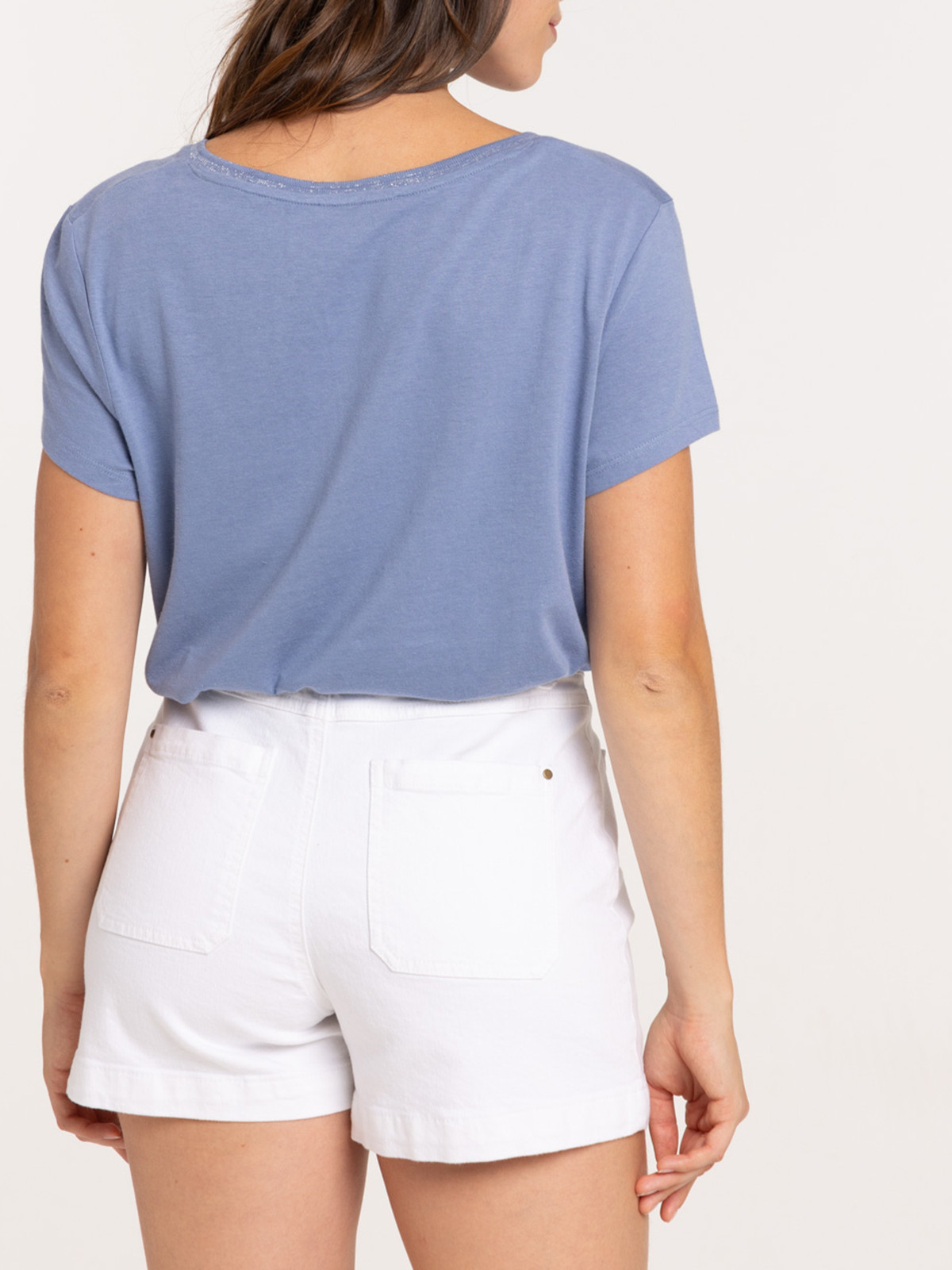 T-shirt col V manches courtes femme