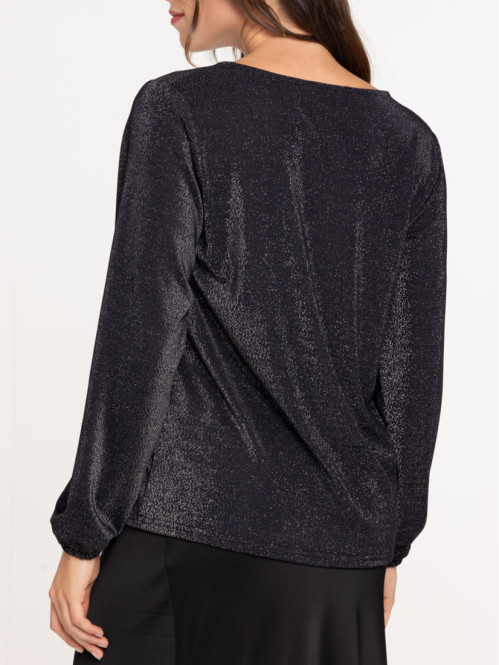 Tee-shirt col V zippé femme