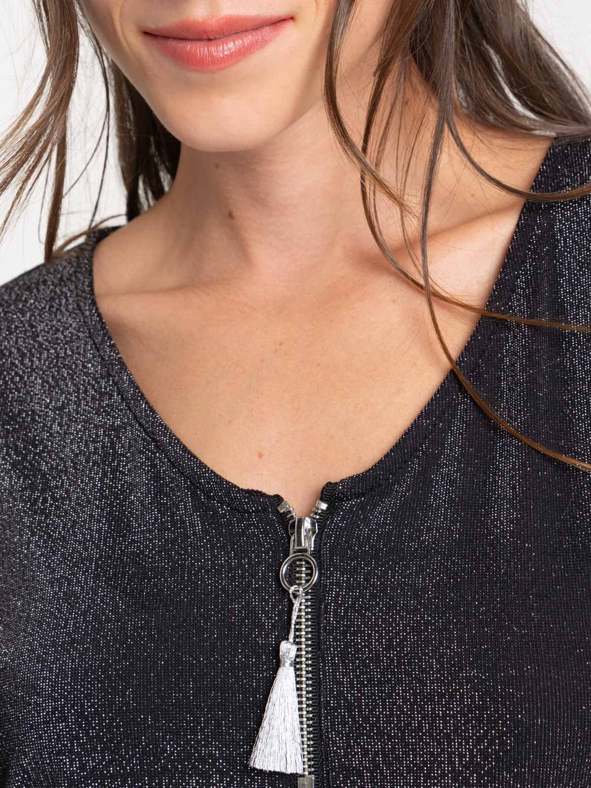 Tee-shirt col V zippé femme Tee-shirt col V zippé femme