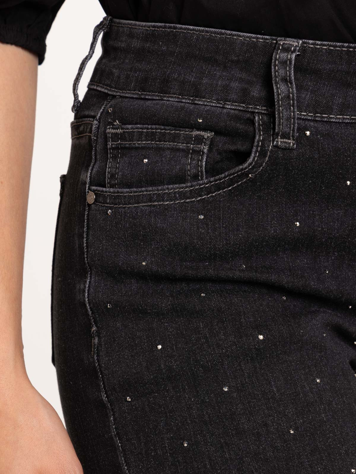 Jean skinny studs gris femme