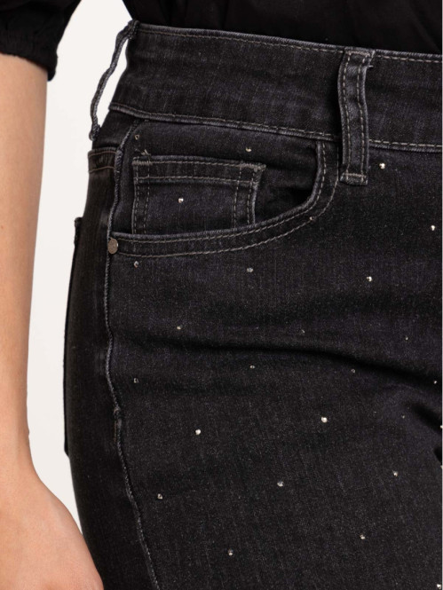 Jean skinny studs gris femme