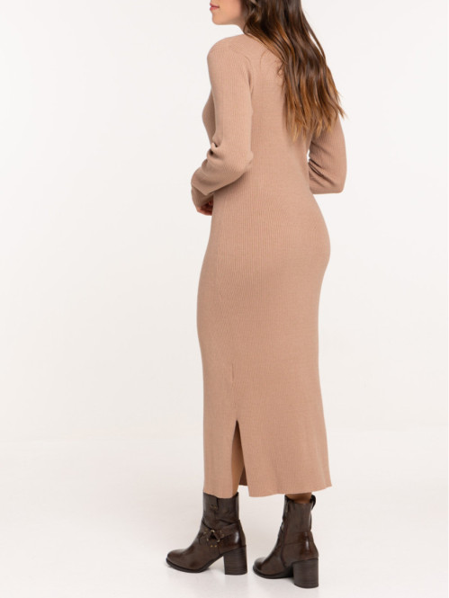 Robe tricot longue femme col montant Robe tricot longue femme col montant