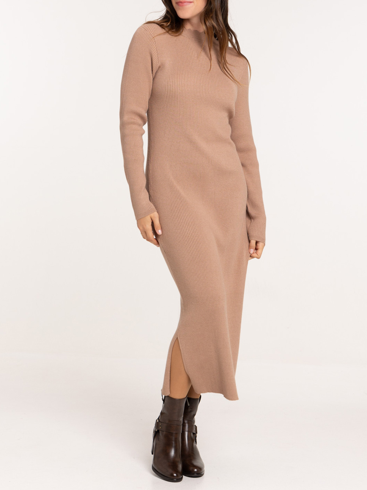 Robe tricot longue femme col montant Robe tricot longue femme col montant