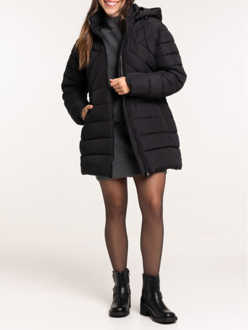 Doudoune capuche longue noire femme Doudoune capuche longue noire femme