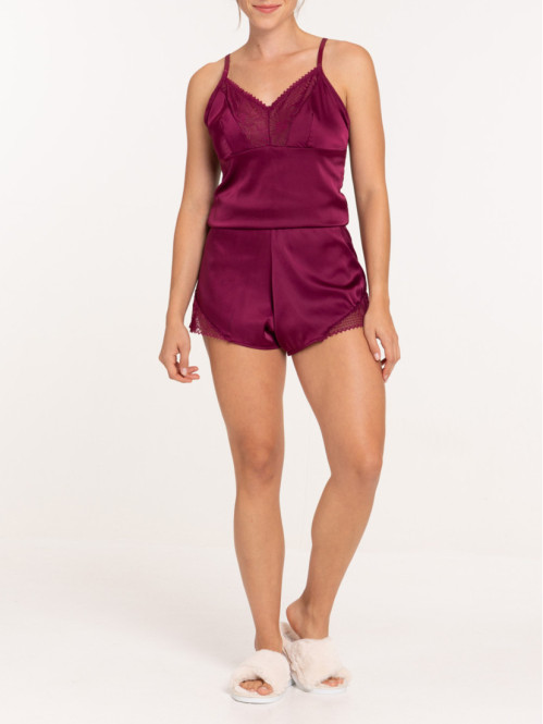 Pyjashort satin figue femme