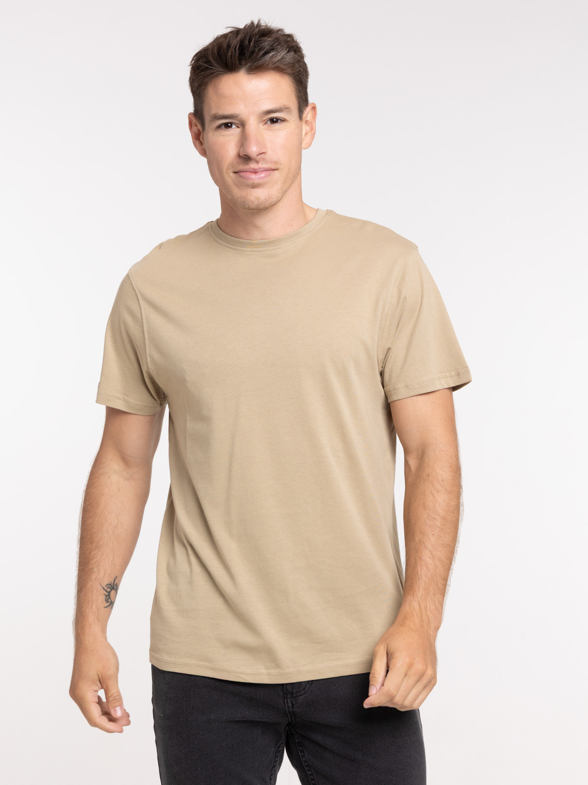 T-shirt slim fit coloris taupe homme