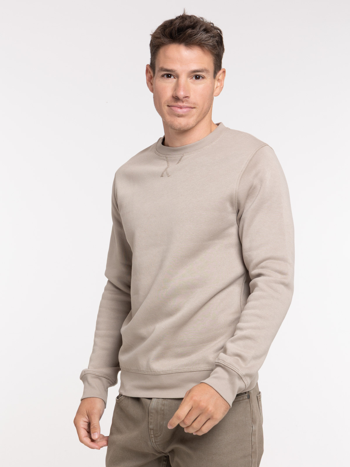 Sweat basique taupe grisé homme