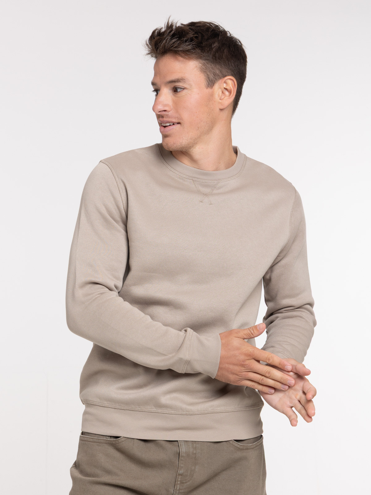 Sweat basique taupe grisé homme