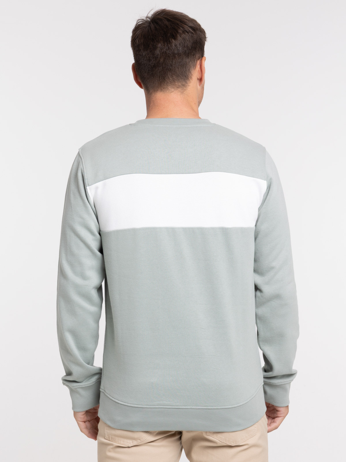 Sweat col rond bicolore homme