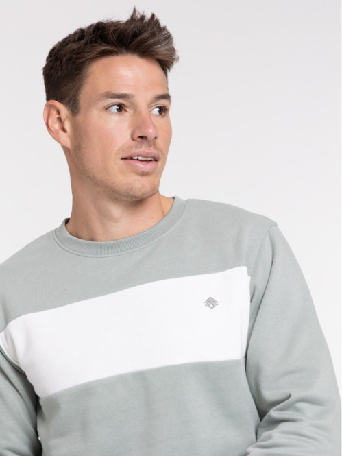 Sweat col rond bicolore homme
