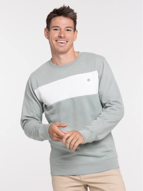 Sweat col rond bicolore homme