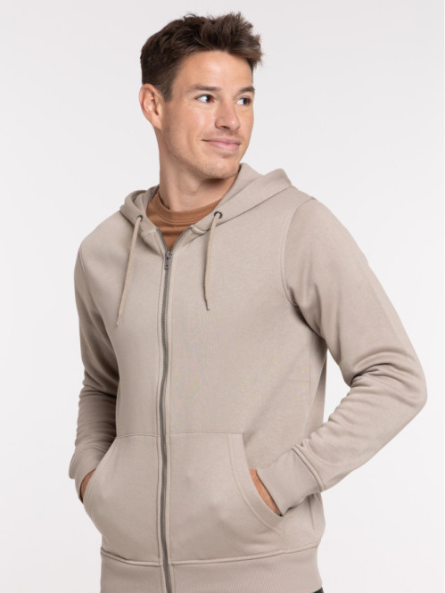 Sweat zippé capuche taupe...