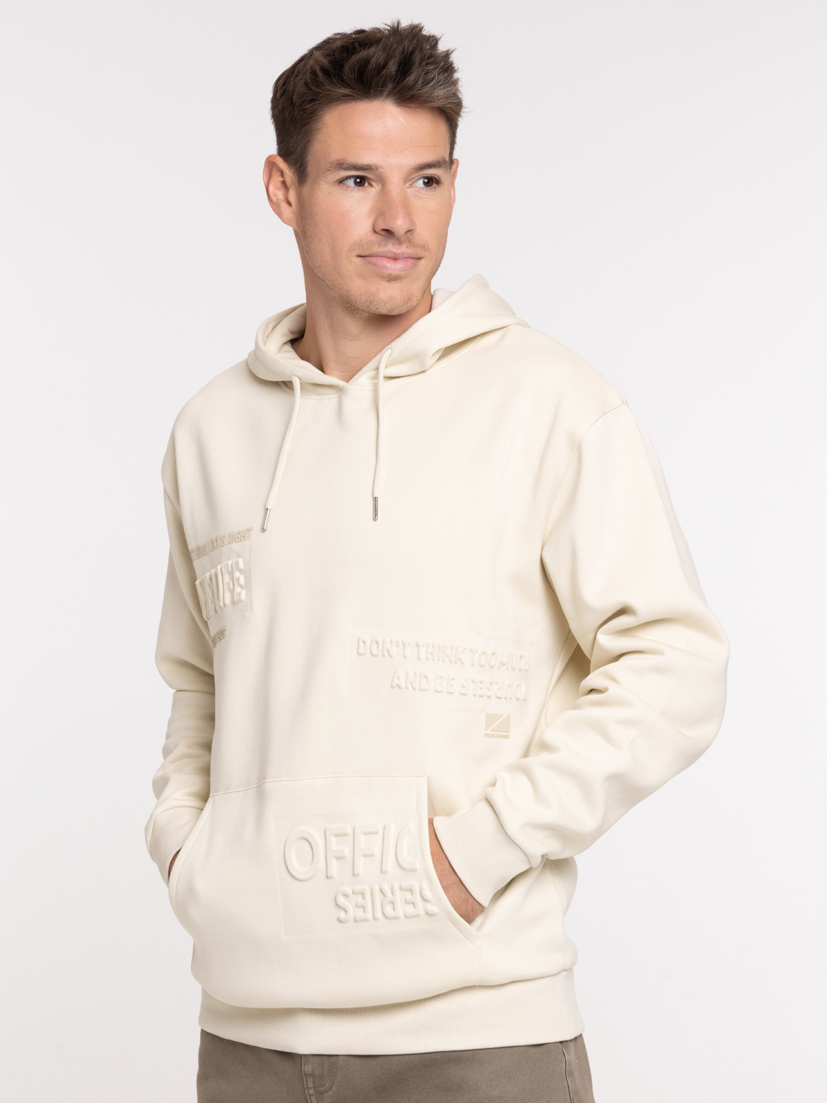 Sweat à capuche imprimé relief homme