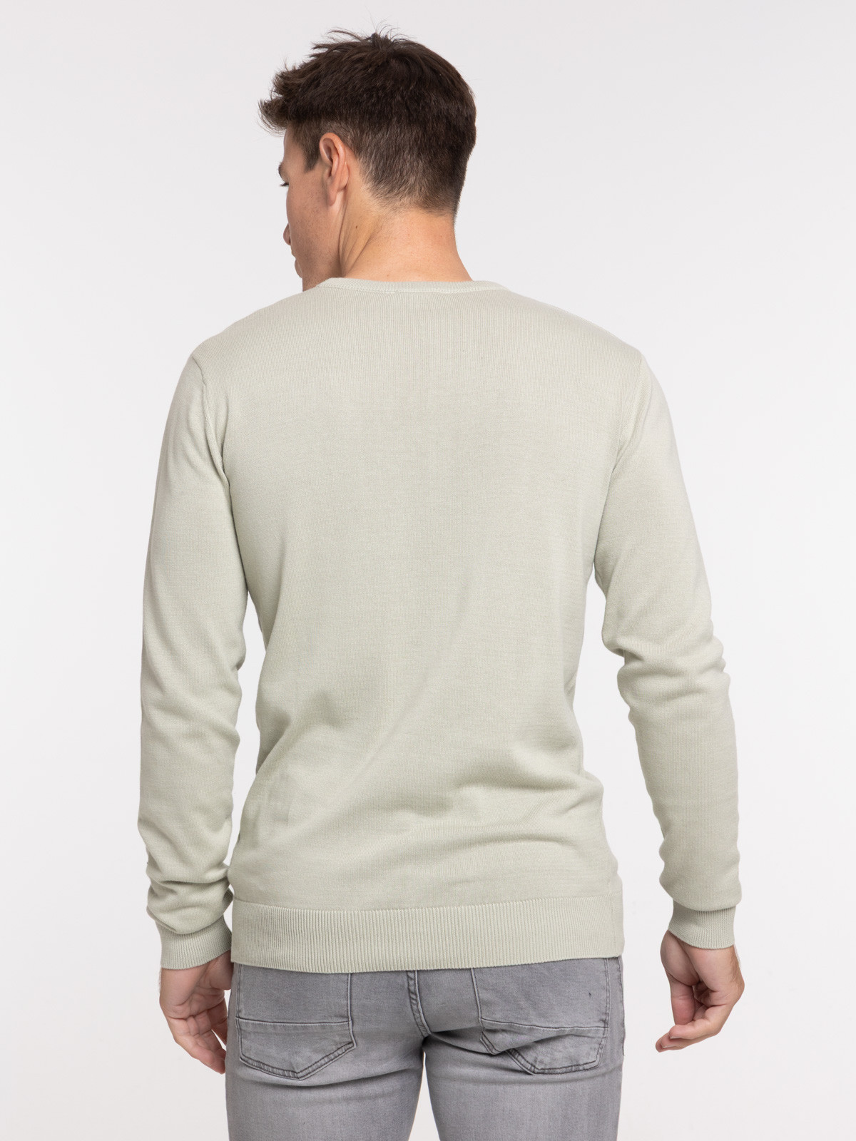 Pull 100% coton sauge homme