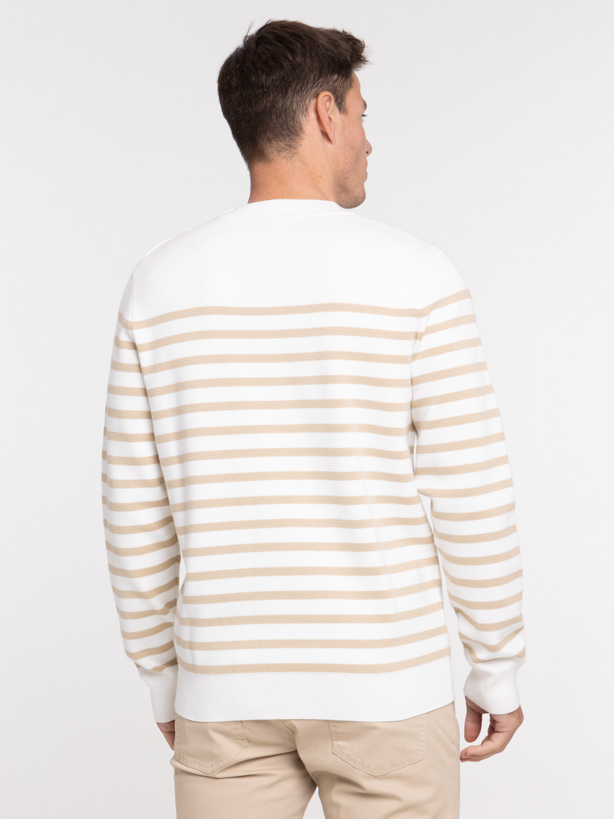 Pull rayé boutons épaule homme
