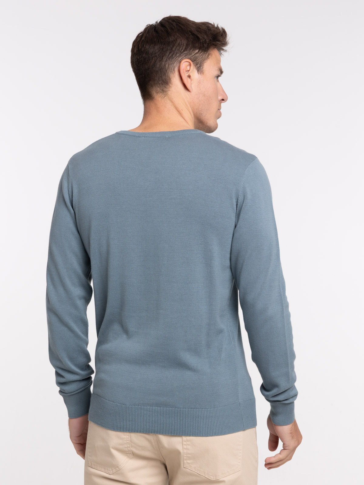 Pull col rond coloris tonnerre homme
