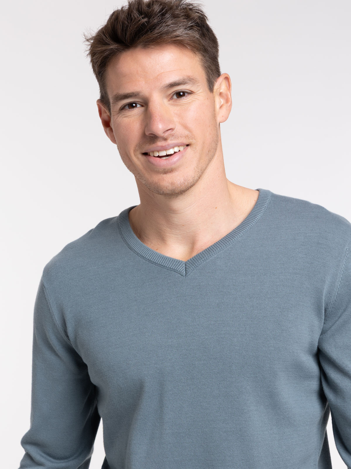 Pull col rond coloris tonnerre homme