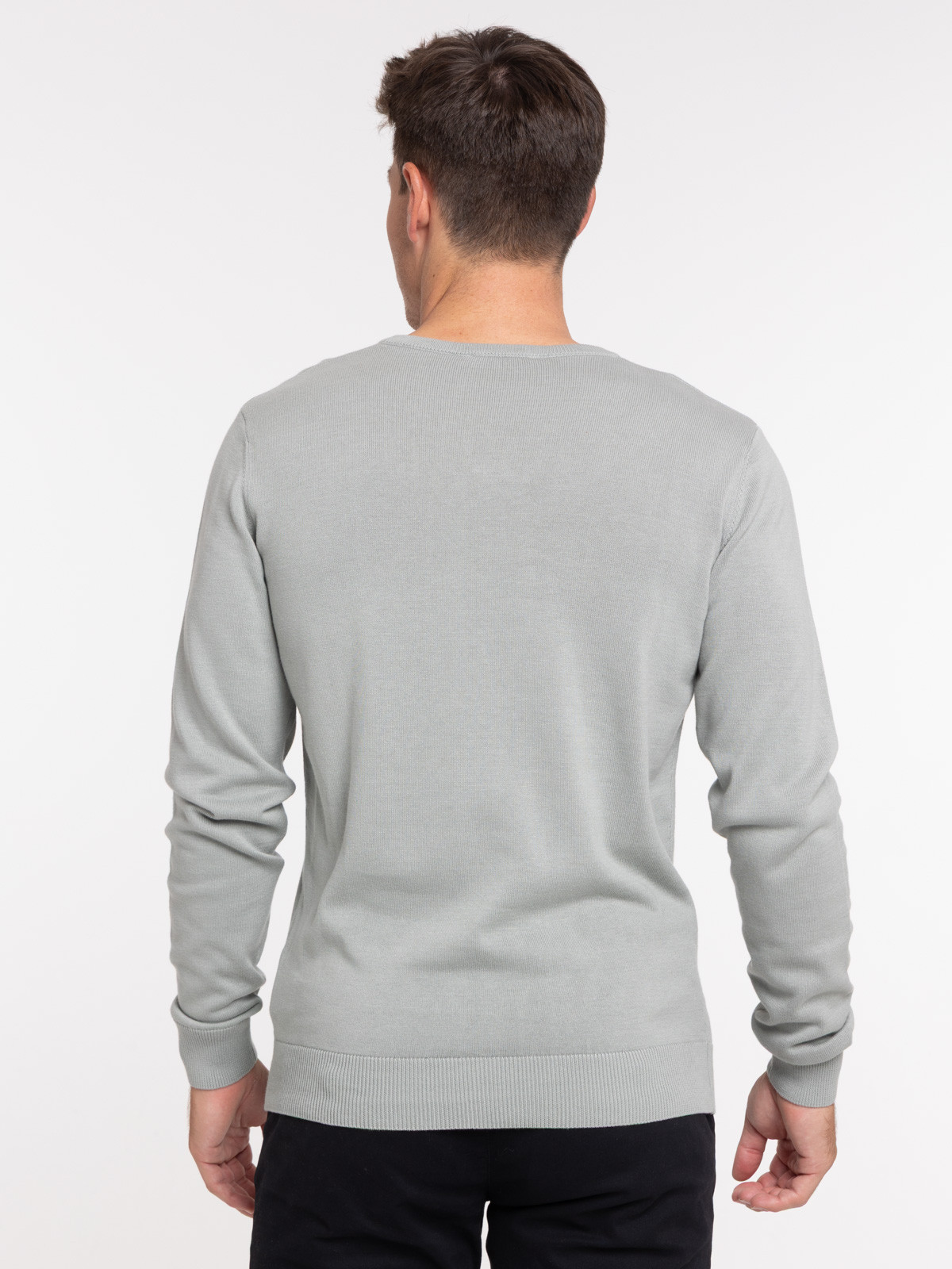 Pull col rond coloris vert froid homme