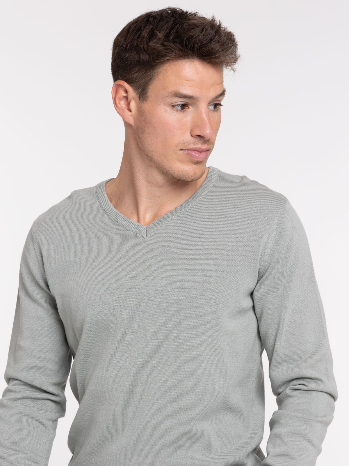 Pull col rond coloris vert froid homme