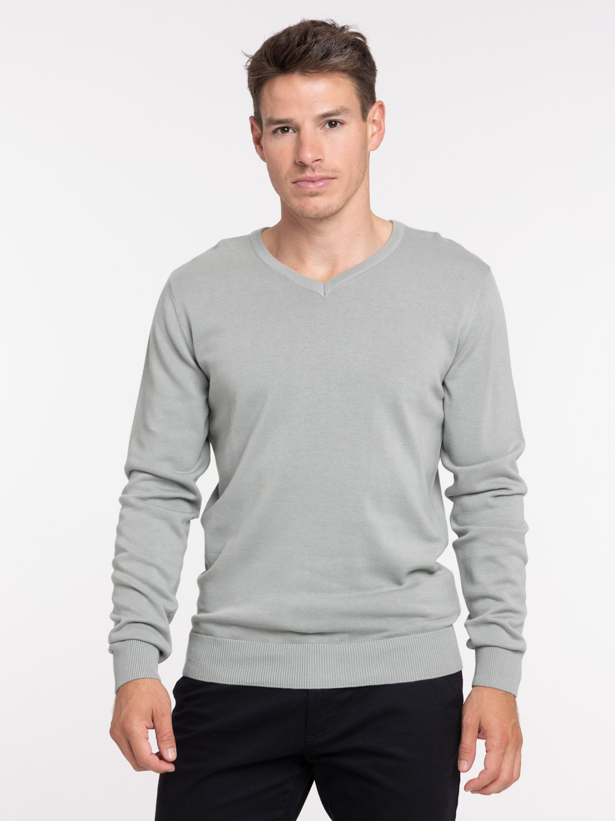 Pull col rond coloris vert froid homme