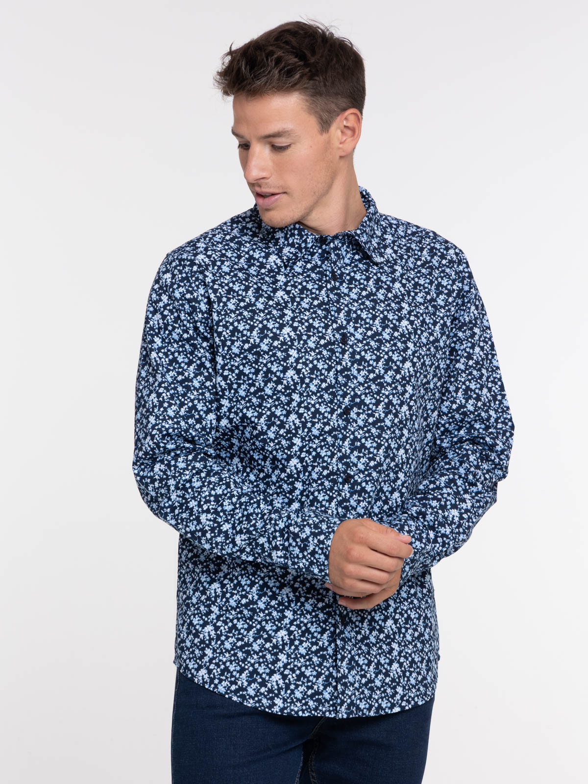 Chemise homme fleurie manches longues