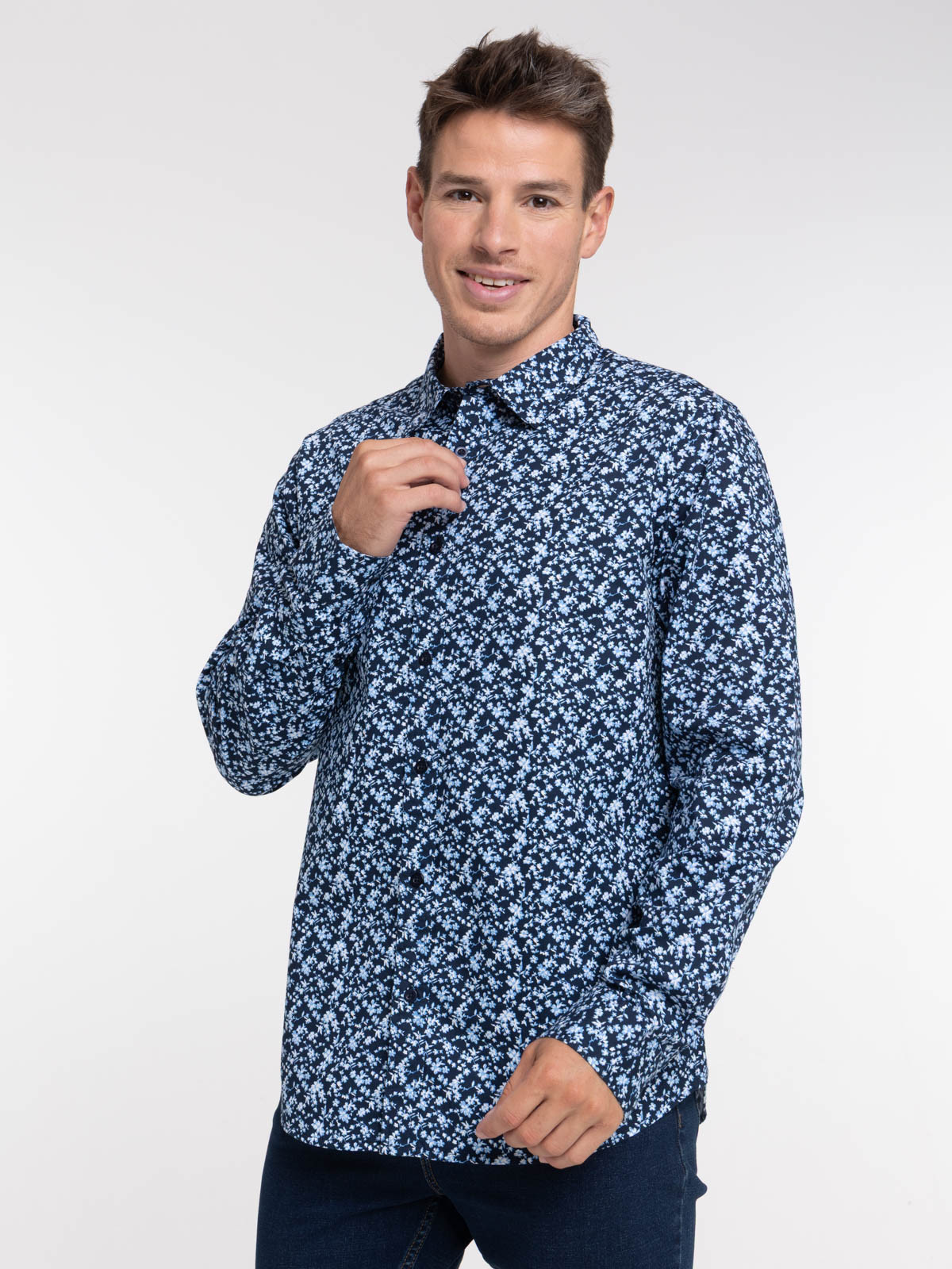 Chemise homme fleurie manches longues
