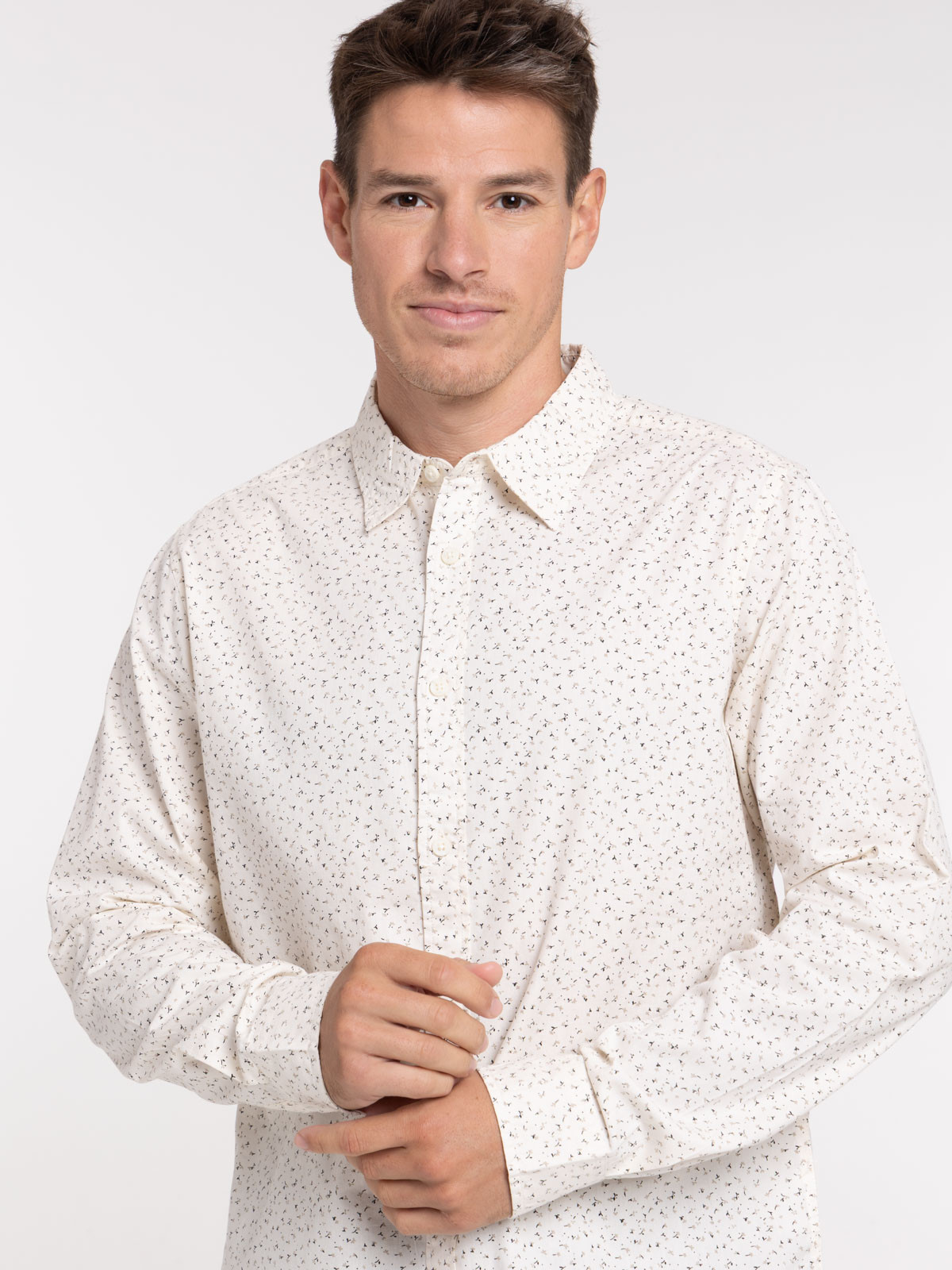 Chemise fleurs manches longues homme