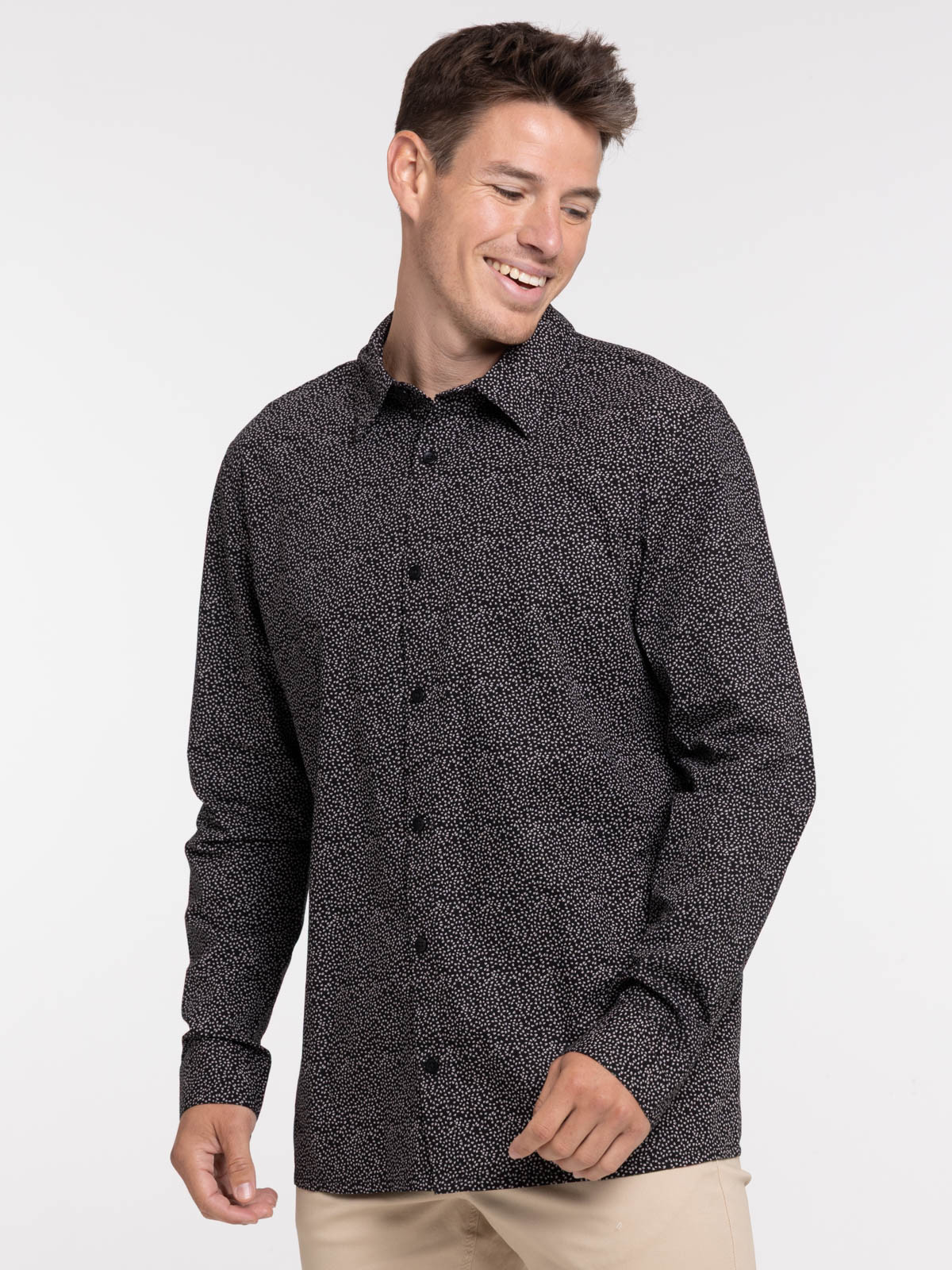 Chemise imprimée noire homme