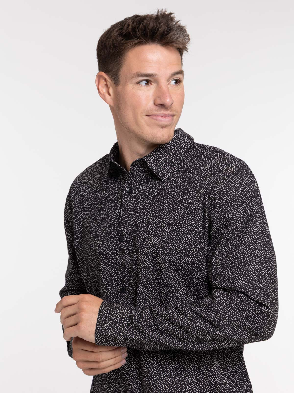 Chemise imprimée noire homme