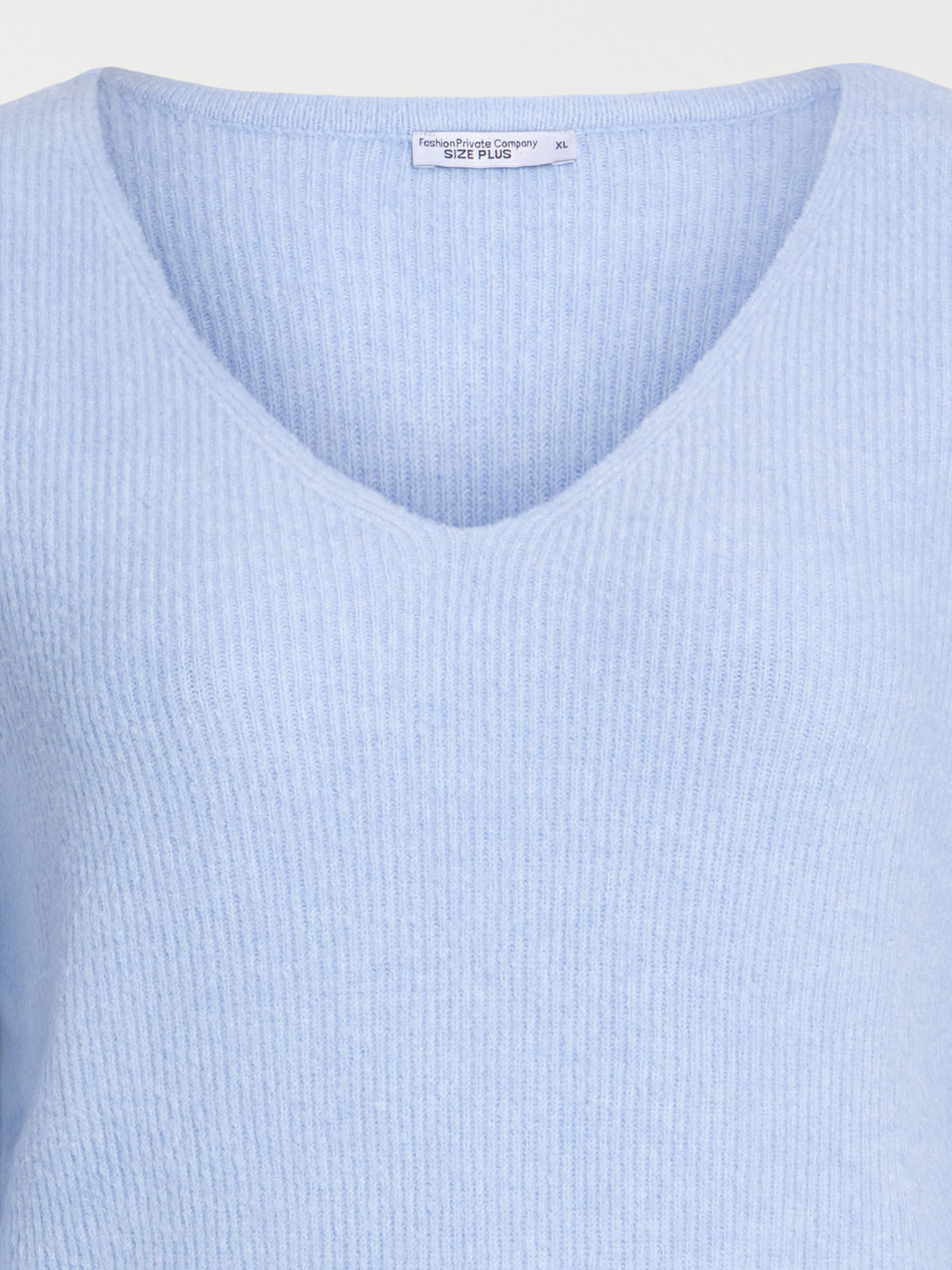 Pull col V côtelé grande taille femme