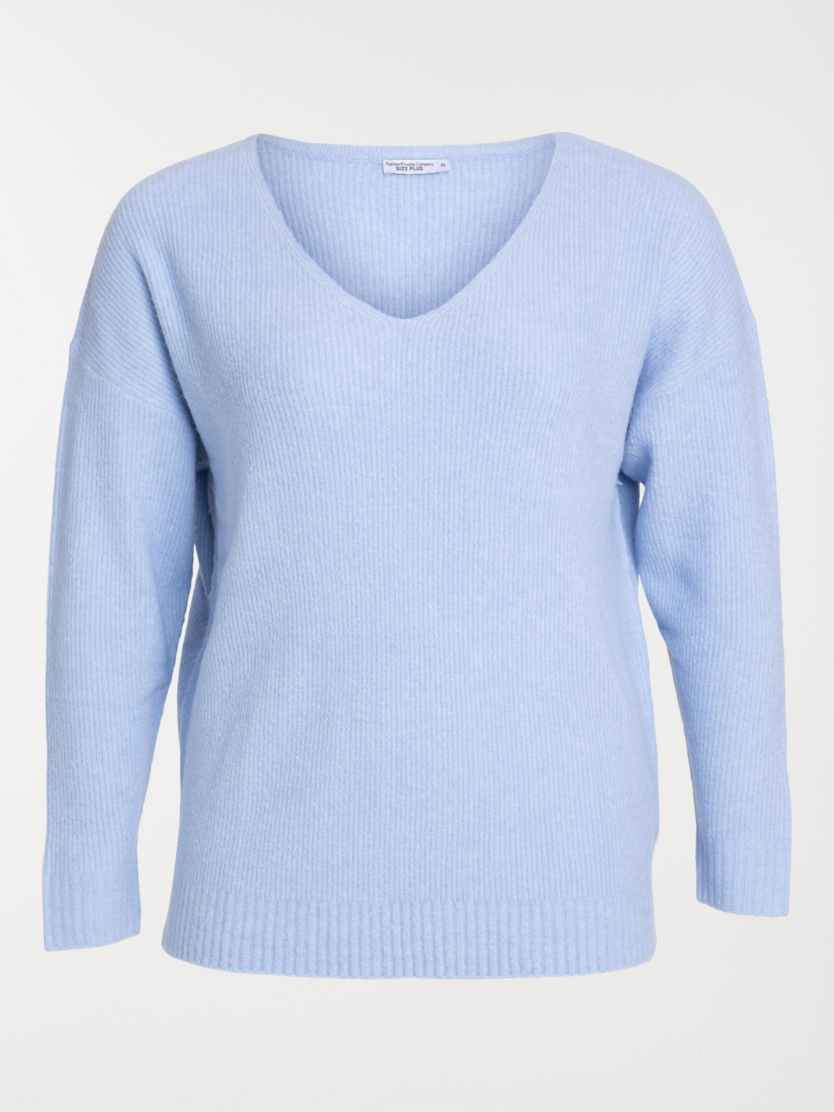 Pull col V côtelé grande taille femme