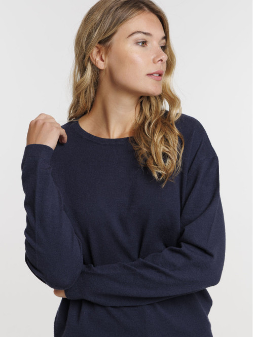 Pull fin col rond marine...