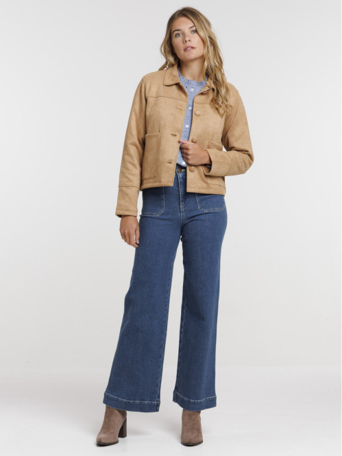 Veste douce col rond femme