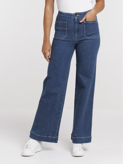 Jean wide leg double stone...